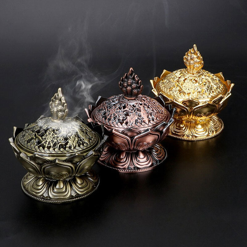 Mythstone Tibetan Lotus Shaped Purify Incense Burner