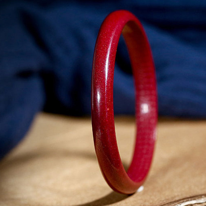 Mythstone Cinnabar Heart Sutra Engraving Blessing Bangle Bracelet