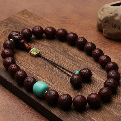 Mythstone Tibetan Bodhi Seed Agate Bead Luck Wealth Tassel Charm Wrist Mala