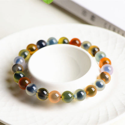 Mythstone Natural Colorful Candy Agate Harmony Strength Bead Bracelet