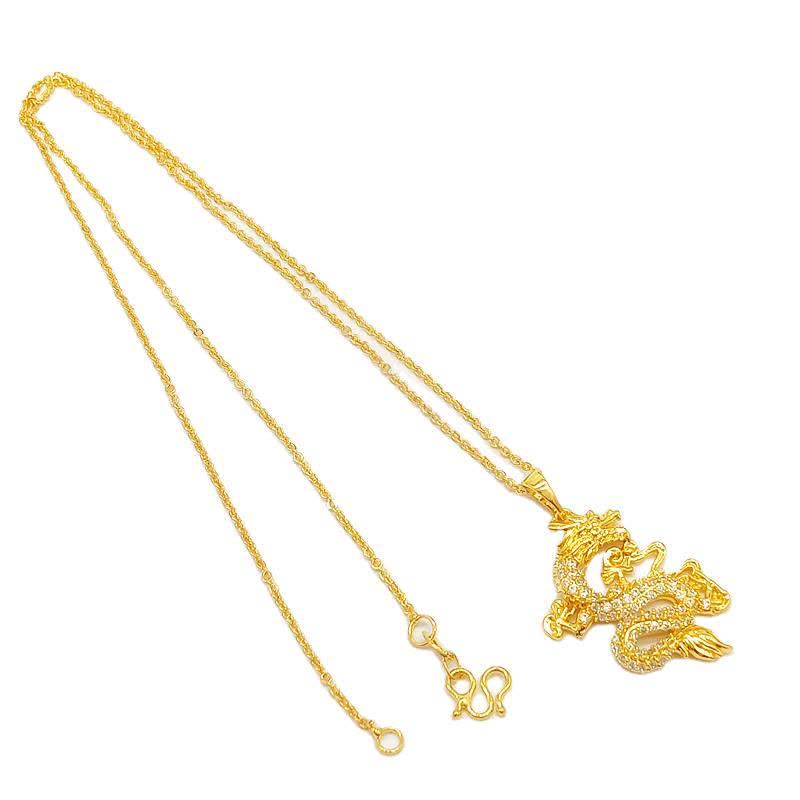 Mythstone Gold Dragon Protection Necklace Pendant