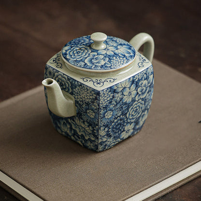 Mythstone Blue and White Porcelain Chinese Gongfu Tea Ceramic Kung Fu Teapot Cup Tea Filter Canister