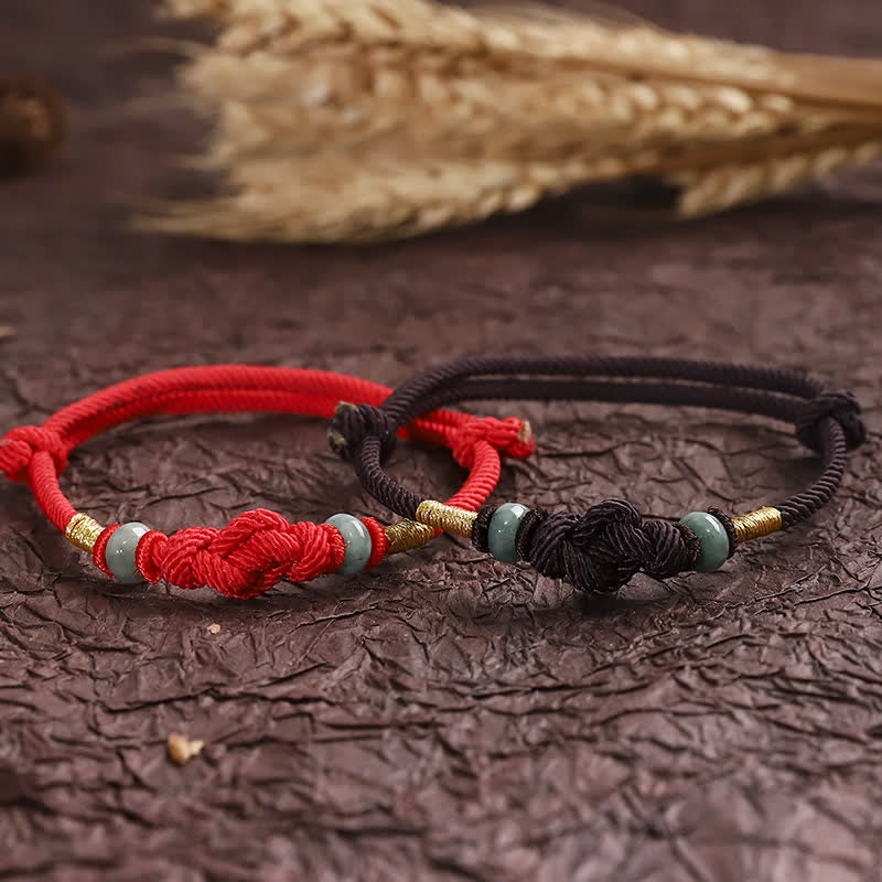 MythStone Red String Jade Luck Fortune Knot Braided Couple Bracelet