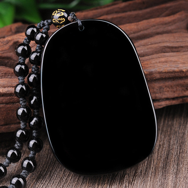 Mythstone Black Obsidian Stone Dragon Fulfilment Pendant Necklace