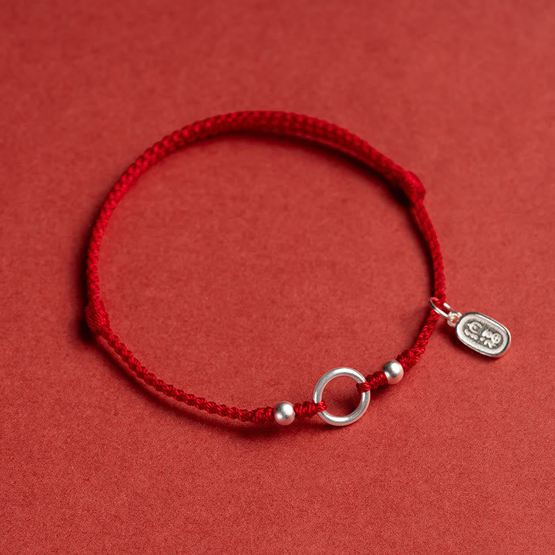 Mythstone 925 Sterling Silver Lucky Fortune Peace Joy Lotus Peace Buckle Red String Bracelet