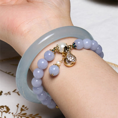 Mythstone Inner Peace And Stress Relief Aquamarine Jade Blue Bracelet Bangle Bundle