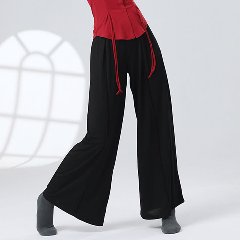 Mythstone Solid Color Loose Wide Leg Pants Dance Women's Yoga Pants