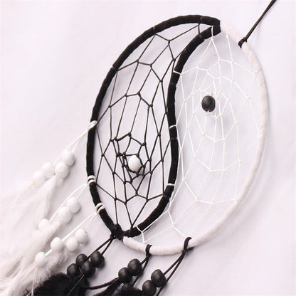 Mythstone Yin Yang  Dream Catcher Circular Net with Feathers Balance Decoration