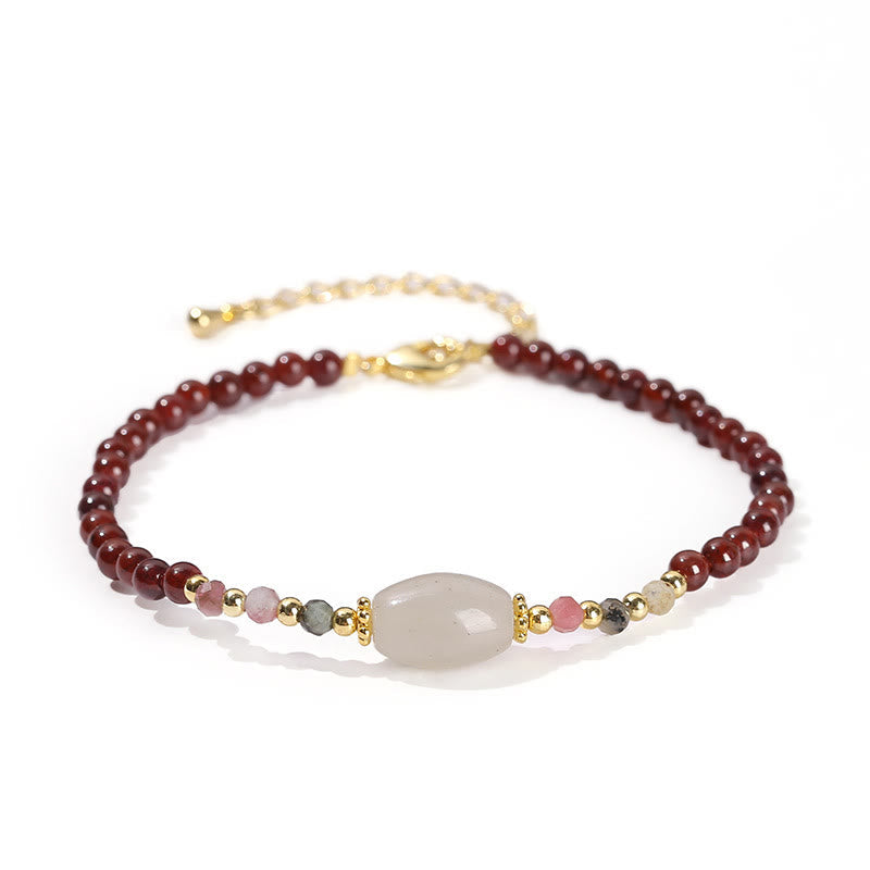 Mythstone Garnet Jade Tourmaline Bead Passion Bracelet