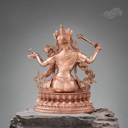 Estatua decorativa de cobre Serenity de la figura del Bodhisattva Manjusri de cuatro brazos de Mythstone 