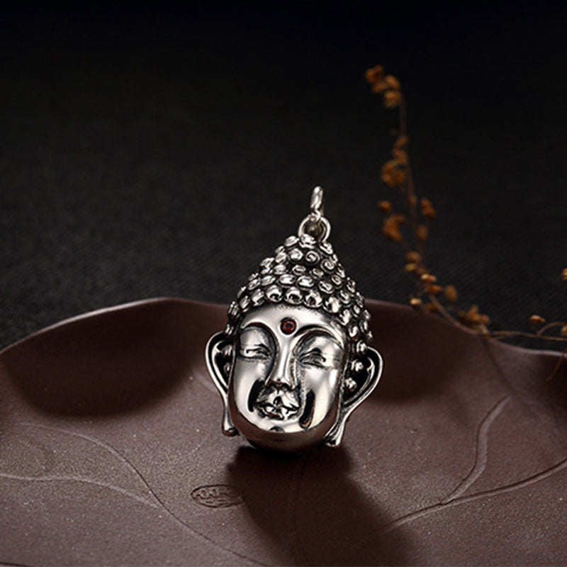 Mythstone 925 Sterling Silver Buddha Head Compassion Necklace Pendant