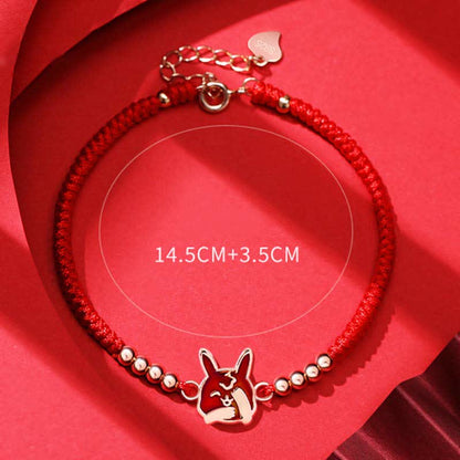 Mythstone 925 Sterling Silver Chinese Zodiac Luck Faith Discolor Red String Bracelet