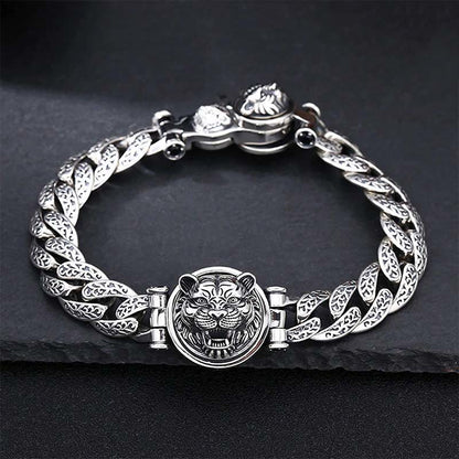 Mythstone Tiger Tang Dynasty Flower Design Engraved Luck Energy Bracelet