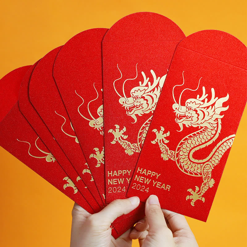 Mythstone 6Pcs Chinese Red Envelope Year of the Dragon Lucky Money Envelopes 2024 Chinese New Year Dragon Year Envelope