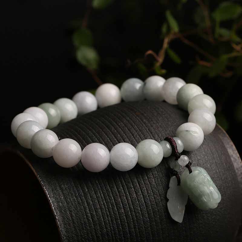 Mythstone Natural Jade Pi Xiu Buddha Gourd Apple Success Bracelet