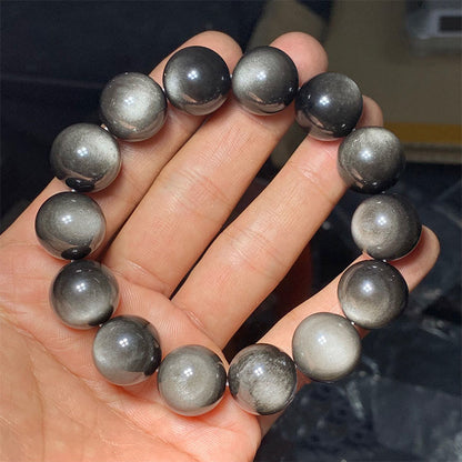 Mythstone Natural Silver Sheen Obsidian Soothing Protection Bracelet