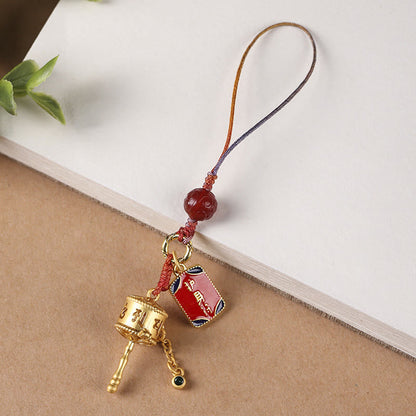 Mythstone Tibetan Om Mani Padme Hum Prayer Wheel Amulet Charm Protection Phone Hanging Decoration