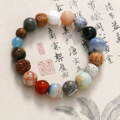 Mythstone Natural Bodhi Seed Crystal Stone Agate Keep Away Evil Spirits Bracelet