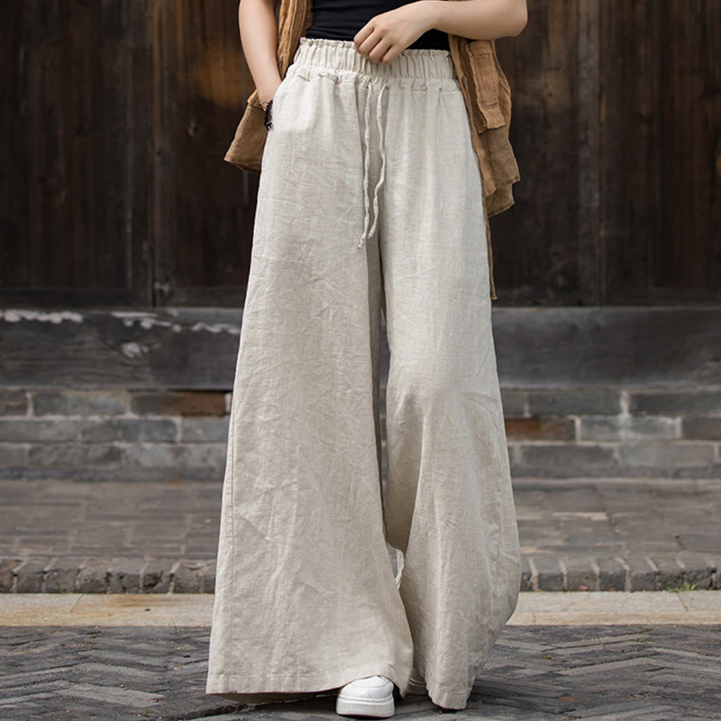 Mythstone Handmade Tie Dye Ramie Linen Frog-Button Midi Dress Wide Leg Pants With Pockets