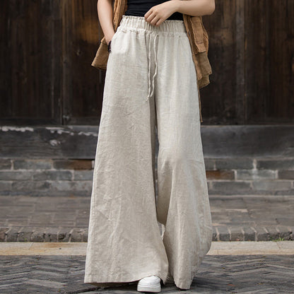 Mythstone Handmade Tie Dye Ramie Linen Frog-Button Midi Dress Wide Leg Pants With Pockets