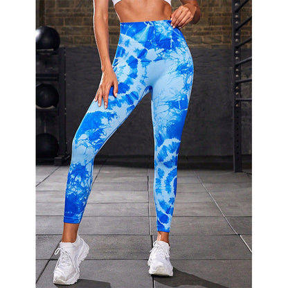 Mythstone Tie Dye Print Pants Sports Fitness Yoga High Waist Leggings Women's Yoga Pants