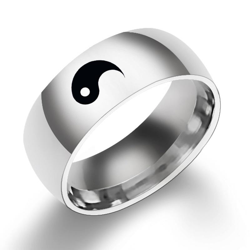 Mythstone Yin Yang Balance Titanium Steel Couple Ring