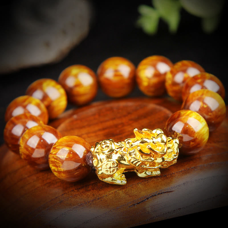 Mythstone Lucky Golden Tiger Eye Abundant Pixiu Bracelet