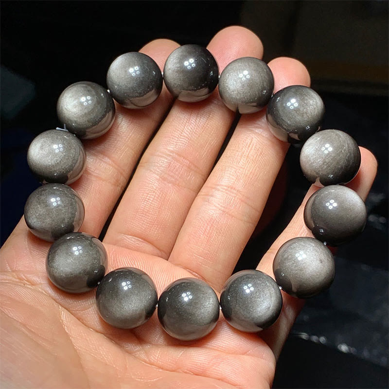 Mythstone Natural Silver Sheen Obsidian Soothing Protection Bracelet