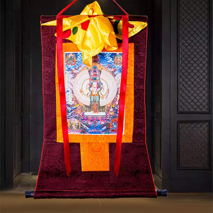 Mythstone Tibetan Thousand-handed Avalokitesvara Framed Thangka Blessing Decoration