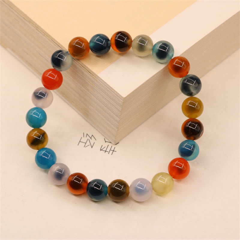 Pulsera de cuentas de ágata de caramelo de colores Mythstone con poder curativo