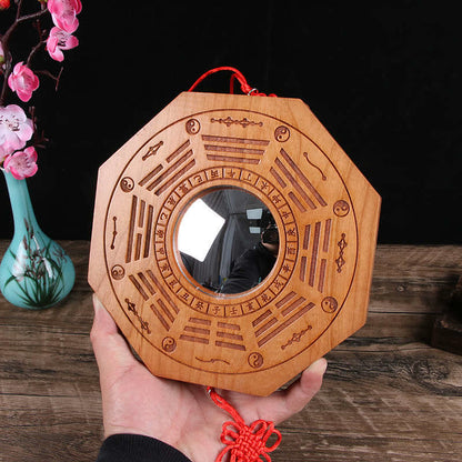 Mythstone Feng Shui Bagua Map Peach Wood Five-Emperor Coins Chinese Knotting Balance Energy Map Mirror