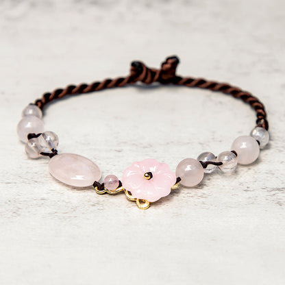 Mythstone The Flower of Love Pink Crystal Soothing Anklet