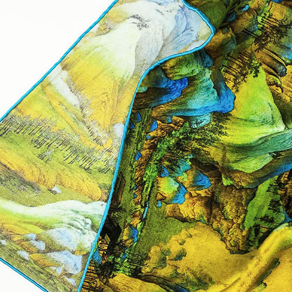 Mythstone A Panorama of Rivers and Mountains 100% Mulberry Silk Scarf Premium Grade 6A Silk Shawl