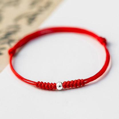 Mythstone 925 Sterling Silver Luck Bead Protection Red String Braided Bracelet