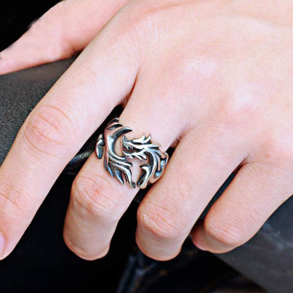 Mythstone Dragon Pattern Protection Strength Adjustable Ring