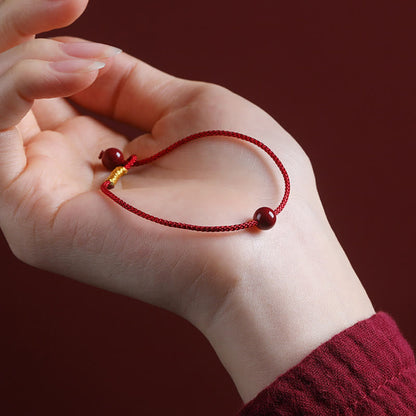 Mythstone Natural Cinnabar Red Agate Blessing Red String Bracelet