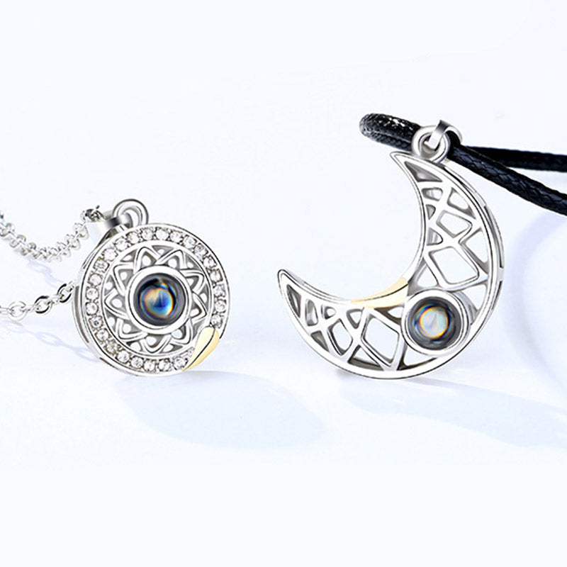 Mythstone Magnetic Sun Moon Couple Heart Protection Necklace Pendant