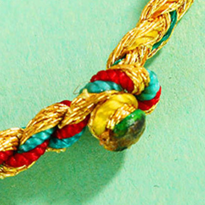 Mythstone Handmade Multicolored Dragon Scale Pattern Braid String Bracelet