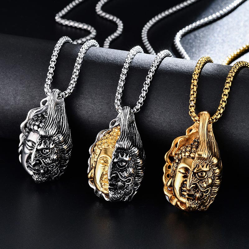 Mythstone Half Buddha Half Devil Powerful Necklace