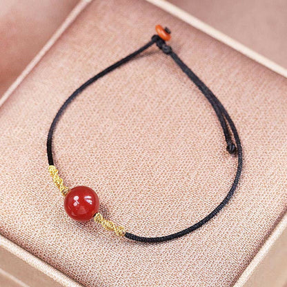 Mythstone Natural Red Agate Chalcedony Self-acceptance Confidence String Bead Bracelet Necklace Pendant