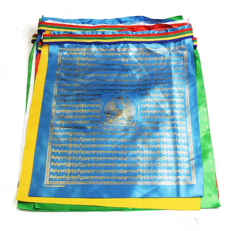 Mythstone Tibetan 5 Colors Windhorse Buddha Scriptures Auspicious Outdoor Prayer Flag