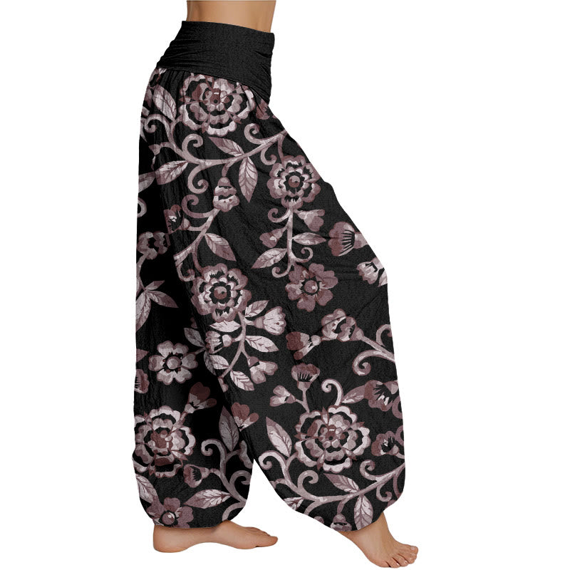 Mythstones  Numerous Flowers Pattern Women's Elastic Waist Harem Pants