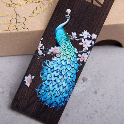 Mythstone Blue Peacock Ebony Wood Bookmarks With Gift Box