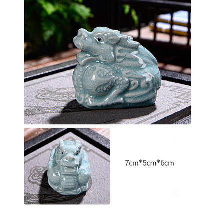 Mythstone Chinese Zodiac Wealth Ceramic Tea Pet Home Figurine Decoration