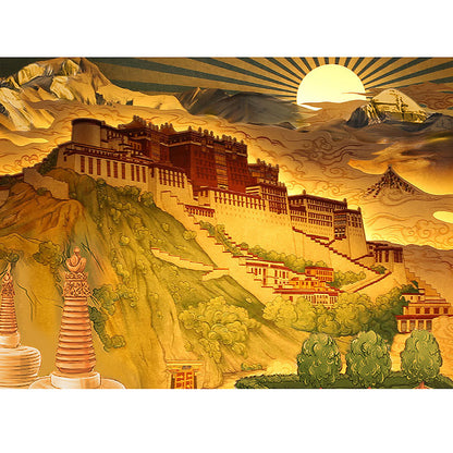 Mythstone Tibet Potala Palace Paper LED Carving Lamp Art Night Lights Creative LED Table Lamp