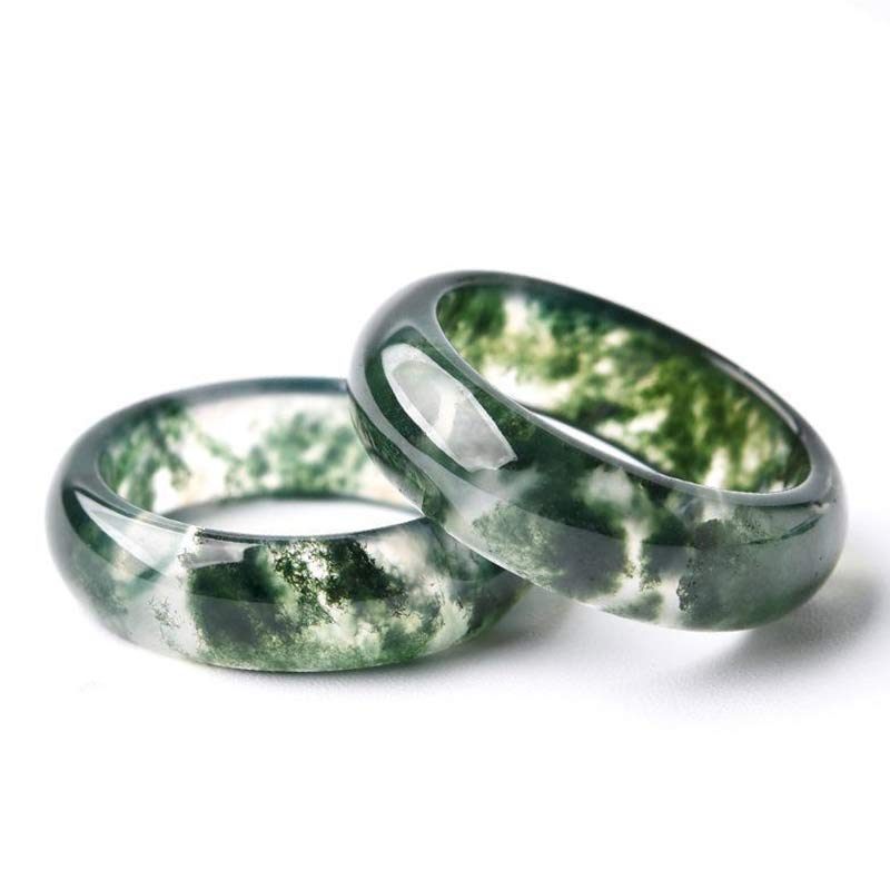 Mythstone Moss Agate Healing Balance Ring