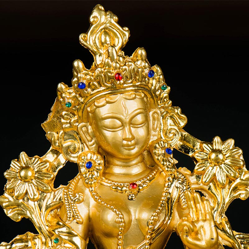 Mythstone Bodhisattva White Tara Hope Protection Gold Plated Statue Decoration