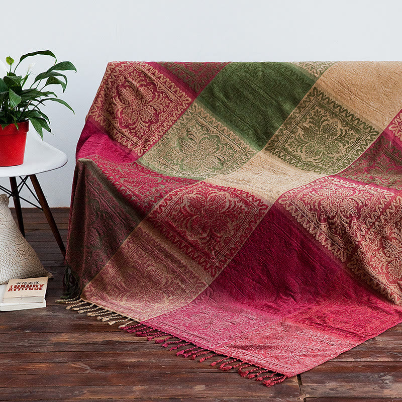 Mythstone Tibetan Multicolored Flower Pattern Hand-Dyed Blanket