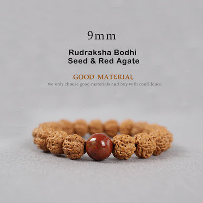 Mythstone Tibet Rudraksha Bodhi Seed Dzi Bead Amber Turquoise Wealth Bracelet