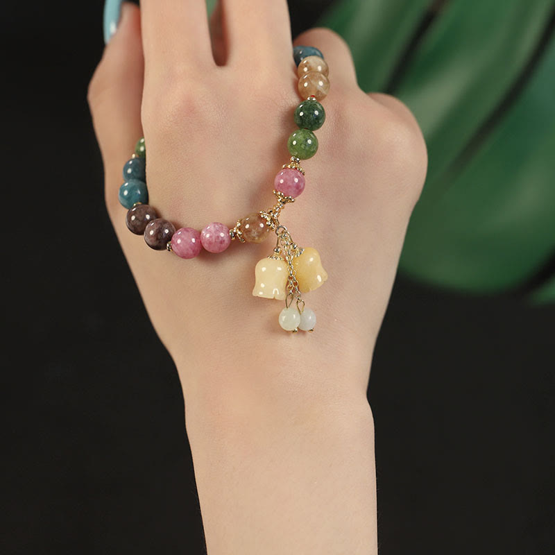 MythStone Natural Colorful Tourmaline Flower Bead Love Bracelet